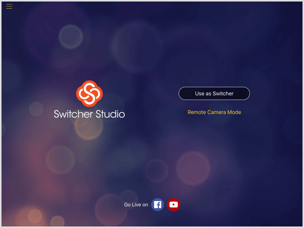 switcher studio main screen iOS