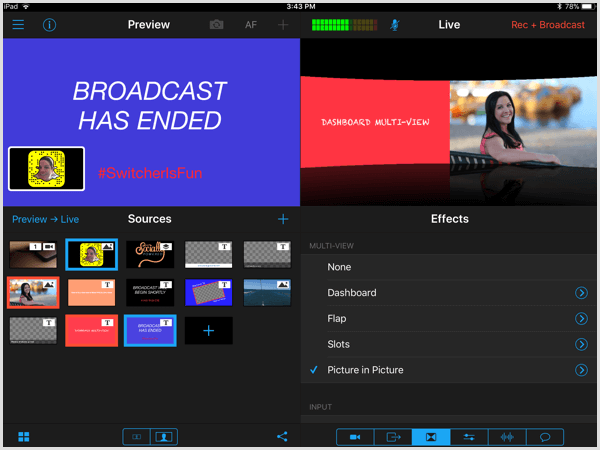 switcher studio multi-view layout