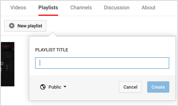 YouTube channel create playlist
