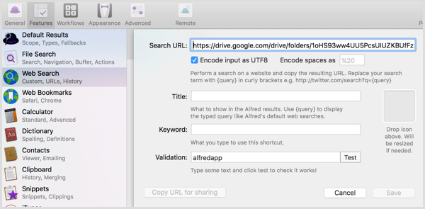 Alfred crea accesos directos a las carpetas de Google Drive