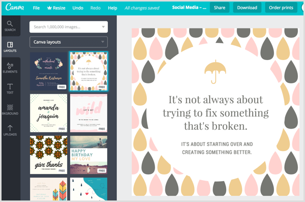 Canva social media layouts templates