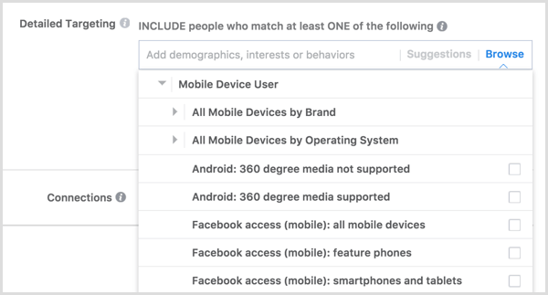 Facebook廣告定位移動設備用戶