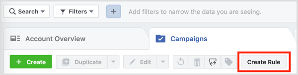 Facebook Ads Manager create rule