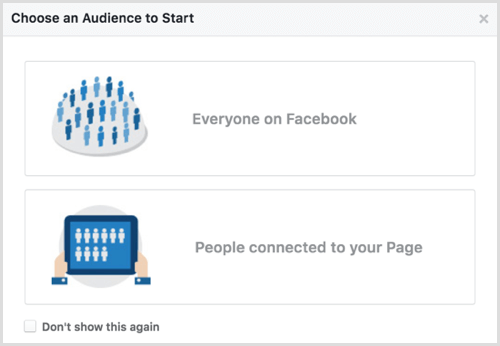 Facebook Audience Insights chọn đối tượng để bắt đầu