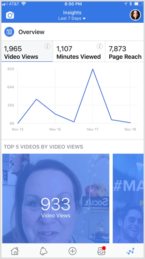 Facebook Creator app video insights