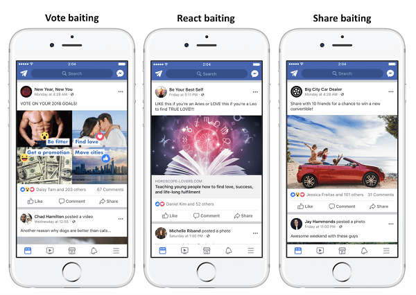 Facebook will demote posts that use engagement bait to boost engagement to get greater reach.