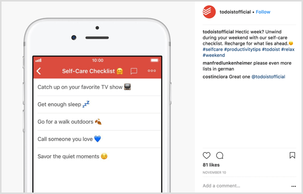 Instagram caption conversational example