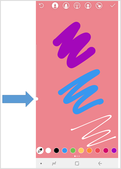 Instagram stories change pen size