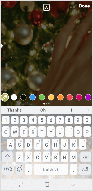 Instagram-Geschichten wählen die Textfarbe