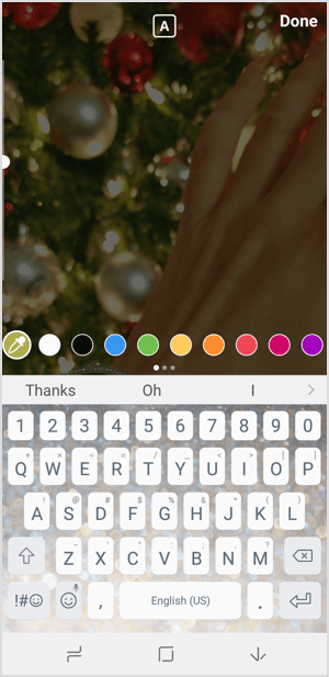 As histórias Instagram escolhem a cor do texto