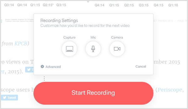 Loom app recording settings