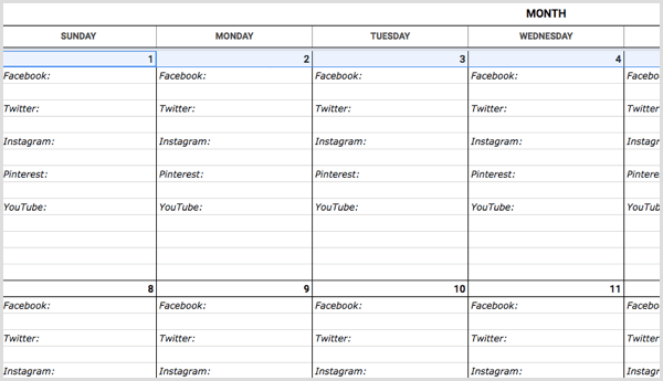 Monthly Social Media Calendar Template from www.socialmediaexaminer.com