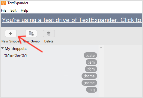 TextExpander add snippet