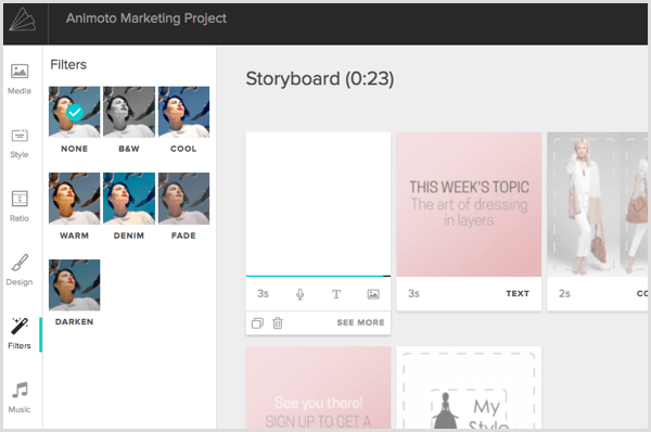 Animoto apply filter to image
