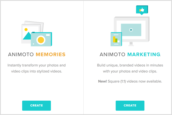 Animoto select video type