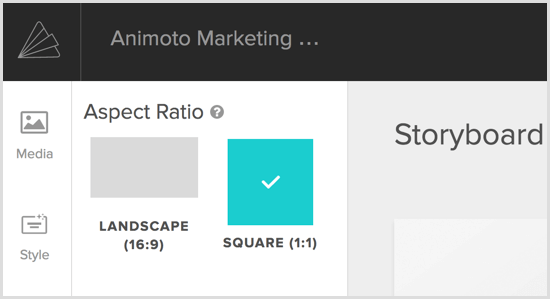 Animoto video choose aspect ratio