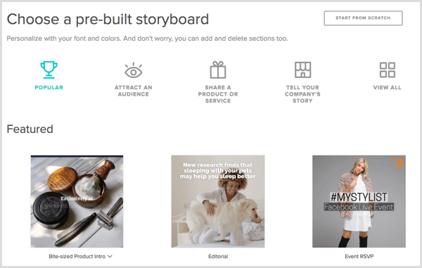 Animoto video choose storyboard template