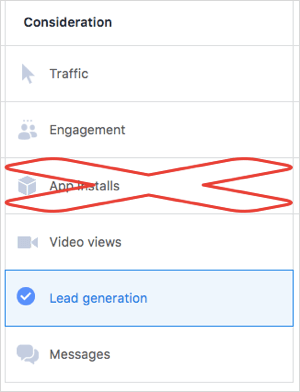 facebook video ad objectives