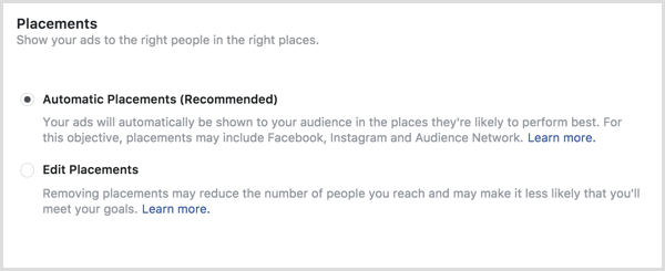 Facebook ad placements