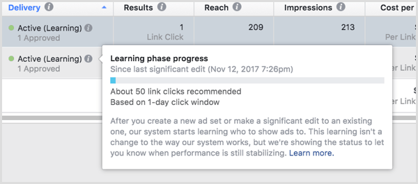 Facebook ads learning phase