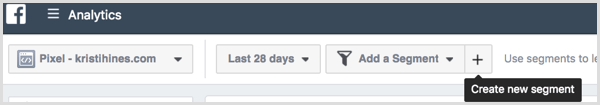 Facebook Analytics create new segment