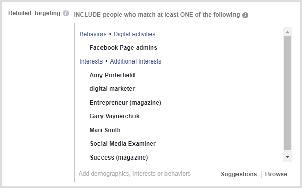 Facebook lead ad detailed targeting