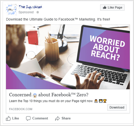 Facebook lead ad example