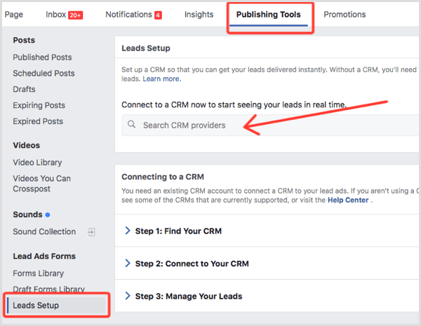 Facebook lead ads setup CRM