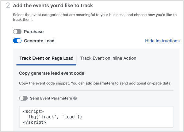Facebook pixel installation add events