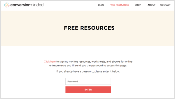 free resources page password protect