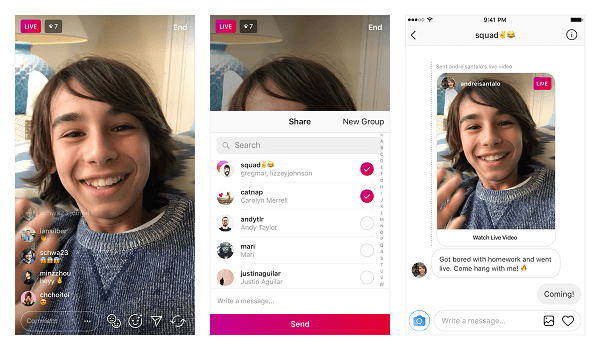 Instagram announced that users can now privately send live videos over Direct Messaging