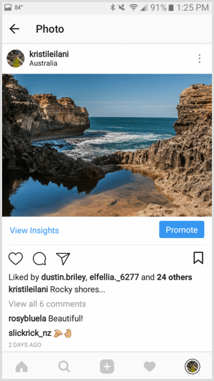 Instagram ads create promotion with app