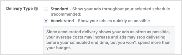 Instagram ads delivery type