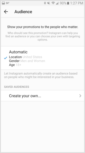 Instagram ads promotion define audience