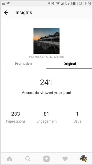 Instagram post insights