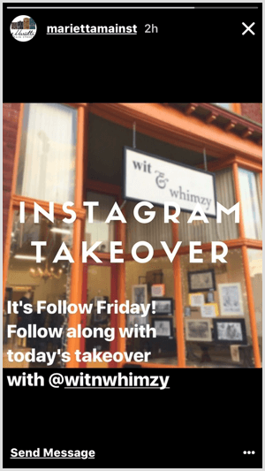 Instagram Stories takeover example