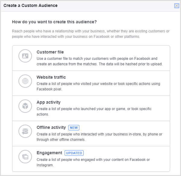 facebook create page engagement custom audience