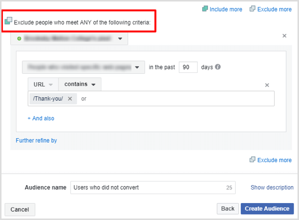 facebook create custom audience visitors who did not convert