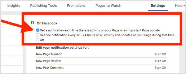 Facebook turn on page notifications
