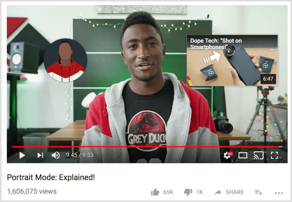 YouTube end screen with video link
