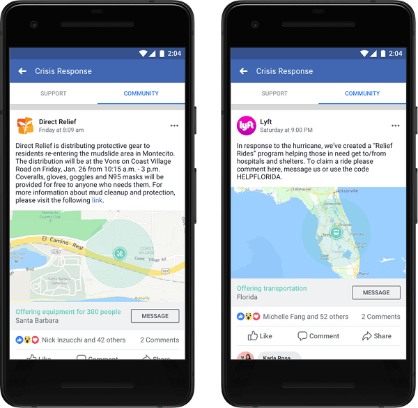 Facebook announced that organizations and businesses can now post in Community Help and provide critical information and services for people to get the help they need in a crisis.