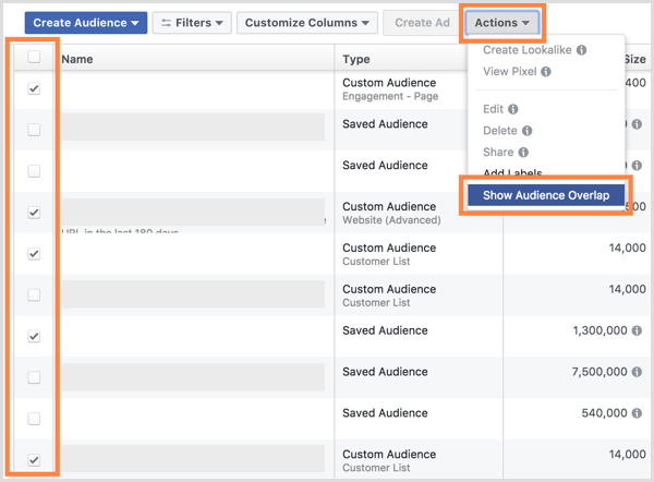 Facebook Show Audience Overlap