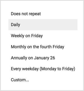 Google Calendar frequency