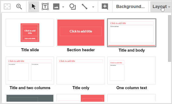 Google Slides select layout