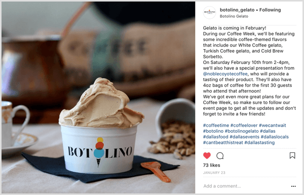 Instagram hashtags local business example