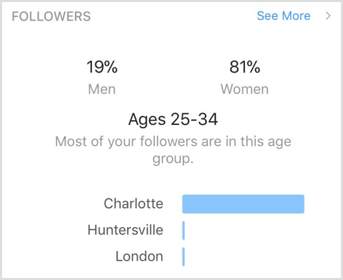 Datos demográficos de seguidores de Instagram Insights