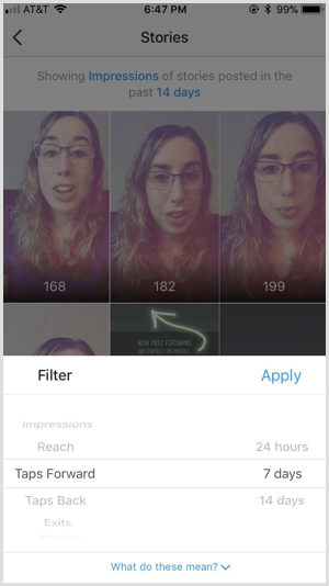 Instagram Insights Stories filters