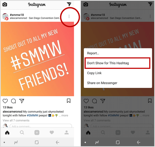 Instagram post dont show this hashtag