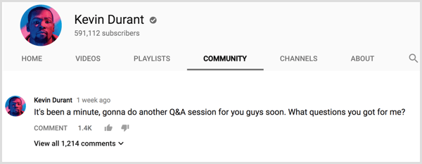 YouTube channel Community tab Q&A