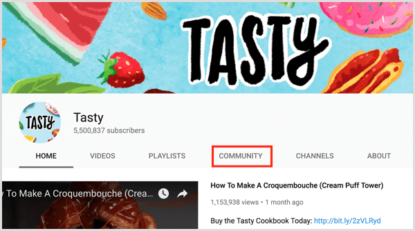 YouTube channel Community tab